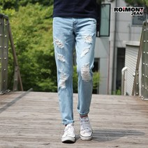 로이몽진 남성용 아이스 데미지 보이핏 데님팬츠 RT3030