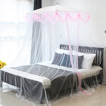 갤러리데코 프리미엄 캐노피 침대 모기장 사각모기장, 시크릿웨딩(핑크)