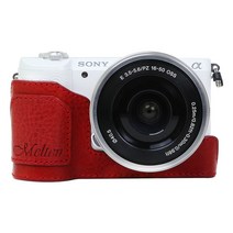 Melten 소니 A5000 A5100 가죽 속사케이스, 가죽속사(와인레드_B타입)_A5100/A5000, 1개