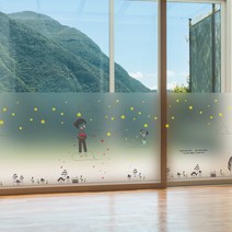 낭만창고 dgcn091-하트따라 별따라-무점착 반투명 창문시트지 시트지