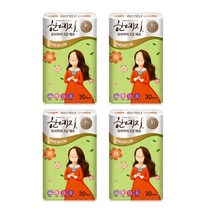 한예지 프리미어 천연펄프 3겹 데코 롤화장지 30m, 4팩, 30롤