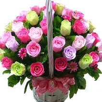 지나로즈 비누꽃 핑크빛향기2 비누꽃바구니, 60송이 핑크