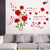 미래몰 플로랄 꽃무늬 포인트 벽지 스티커, 다-136 로맨틱 발렌타인