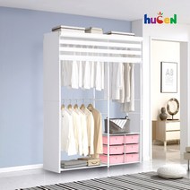 휴센 1580BRS+측판+롤스크린 옷장 드레스룸 행거, 핑크