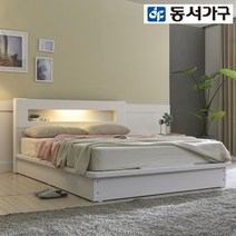 동서가구 아레스 LED 평상형 통판 퀸침대 프레임 DF908795, 화이트