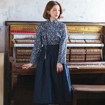 예다움 곤색 생활한복 치마 한복
