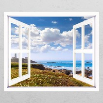 꾸밈 cj844-유럽의해안풍경창문그림액자 시트지, B타입-외부창문형