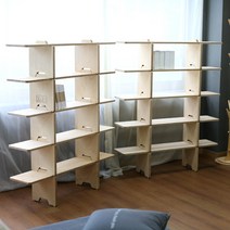 JWK 토파즈 브라운 일파만파 원목 책장 벽선반 거실장 겸 다용도 수납장, 투명도장자작나무800선반다리높이16cm