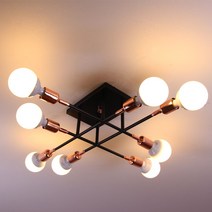 디자인팜 헤어8등 직부 매장등 거실등 인테리어조명 까페조명, 블랙 (LED볼구) 전구색 8EA포함