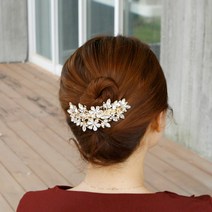 바이진주리본 덩쿨 보석핀 올림머리 헤어핀 업스타일 스톤 머리핀 자동핀