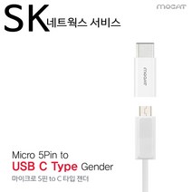 갤럭시S9 SK네트웍스서비스 C타입 휴대폰 젠더, 화이트, SK네트웍스서비스 C타입 젠더