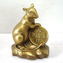 기모아 엽전들고있는 쥐장식품 재운발복 쥐동상 쥐소품