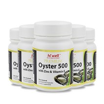 하이웰 프리미엄 굴 추출물 500 60베지캡슐 5통 (올리브비누+치약 증정) / Hi Well premium Oyster 500 with Zinc & Vitamin E, 200g, 5개