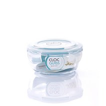 네오플램 클락 원형 내열유리 반찬통 밀폐용기, 400ml