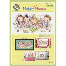 조이십자수 소다 십자수도안 큰도안 쿠션도안 시계도안, 해피하우스 Happy House -[소다특대-111]도안, 1개