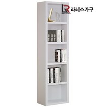 5단300틈새 화이트 책장, 그린화이트