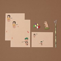 잡아땅 캐릭터 편지지 (자체제작), 크라프트, 편지지6장 + 봉투3장
