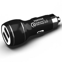 요이치 헤비 퀵차지 3.0 차량용 듀얼 메탈 충전기, YC1705, 블랙