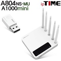 IPTIME A804NS-MU 와이파이 유무선 공유기, A804NS-MU + A1000MINI (무선랜카드패키지)