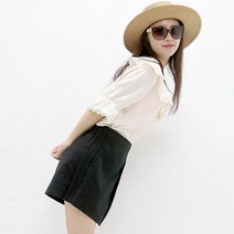 여자친9 여성용 브이 라인 린넨 프릴 블라우스