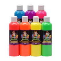 키즈 핑거페인트 형광색 250ml 7색 세트 / 키즈맘아트 유아물감 핑거물감 핸드페인팅 바디페인팅 형광 유아 물감 미술 촉감 발달 놀이 드로잉카페 키즈카페 집콕 엄마표미술 홈스쿨