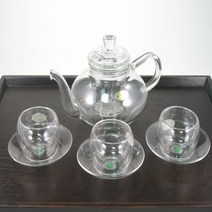 알라딘 유리티포트 (500ml) 3인 다기 세트 / 유리다기 유리찻잔 다관 녹차