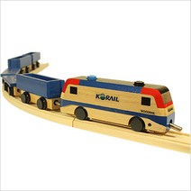 어린이 안전인증 교육용 집콕놀이 우드레일 수제 원목 장난감기차 무궁화호 열차세트