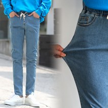 플레이즈 남성용 밴딩 스판 블루일자청바지