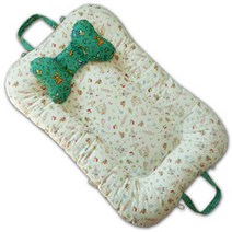 뽀송뽀송 국내수제작 땅콩침대 휴대보트침대 B_39 펀펀 래빗 민트, 짱구베개포함