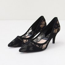 로즈 스틸레토 레이스 미들힐 7cm 뾰족코 펌프스 스틸레토힐