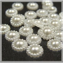 핸디몰 반진주 반쪽진주 하프진주모음(하트 별 꽃 물방울 타원), 꽃-아이보리(12mm)