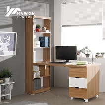 하원가구 해피룸 키큰 600책장+1500상판+서랍통 책상, 600책장+1500상판+서랍통_책상세트_오크