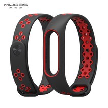 MIJOBS 샤오미 미밴드2 스트랩 스포츠투톤, 블랙&레드, 1개