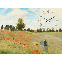 더윤 레티나 대형명화시계 (모네-아르장퇴유의 개양귀비꽃) 거실 인테리어 벽시계, 80x60cm