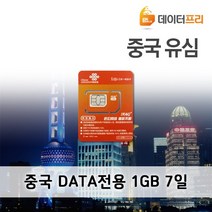 중국유심 1GB 7일, 중국 1GB 7일, 1개