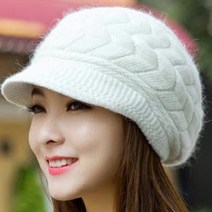 SINPAID 여성 여자 겨울 털 니트 방한 앙고라 모자 창 융 패션 보온