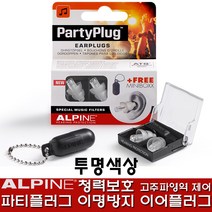 알파인 파티플러그 음악귀마개 2개입 클럽 콘서트 투명색상 소음방지, 1set