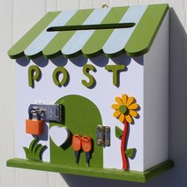 마프 예쁜 벽걸이 우체통 편지함 우편함, P1691G그린 프로방스 자물쇠우체통