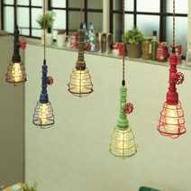 지앤비 LED 수도파이프 망 1등 팬던트, 블루(LED 전구색(오렌지색))