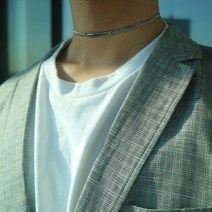 빅애플샵 남녀공용 실버 체인 목걸이 초커 연예인 일자 쵸커