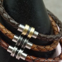 동서스토어 빈티지 스텐 자석 마감-2단홈(4 5.6mm) 가죽팔찌 재료 추천, 신주버니쉬-5mm
