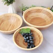 바이굿즈 대나무 우드볼 원목 원형 서빙볼 샐러드볼 나무볼, 대나무볼 대, 1개