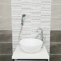 욕실플러스 크롬 탑볼형 거위목 샤워겸용 원홀세면기 수전 DS, 1개