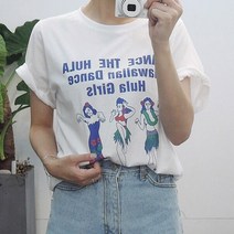 훌라걸 반팔티셔츠)여름신상/하와이/프린팅/프린트