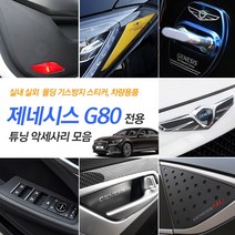 INBES 현대 제네시스 G80 전용 실내 인테리어 몰딩 튜닝 악세사리, 09_제네시스 엠블럼 카본 랩핑 필름-유광블랙