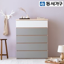 동서가구 미르쉘 1000 5단 광폭서랍장 DF911648, 화이트