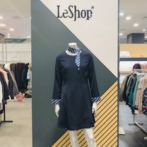 르샵 프린트 배색 스카프 A라인 원피스