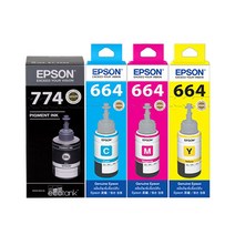 엡손 T774 T664 무한 리필 잉크 L605 L655 M105M205L1455 정품잉크, T664 노랑, 1개