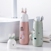 리빙선데이 휴대용 토끼 칫솔통 케이스, 초록, 1개