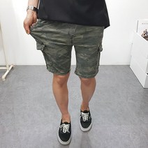구스마켓 남자 카모 밴딩 카고 스판 반바지